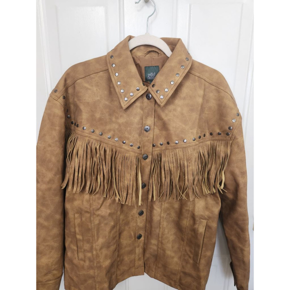 Wild Fable Brown Faux Leather Fringe Jacket L - Picture 6 of 13